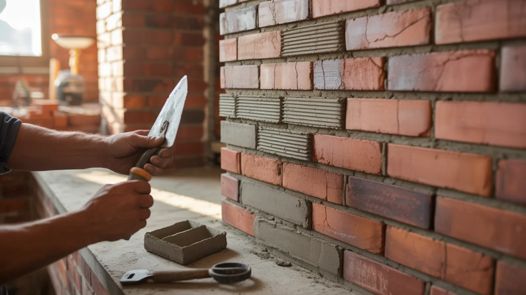 Different types of masonry construction including brick, stone, concrete block, and veneer walls