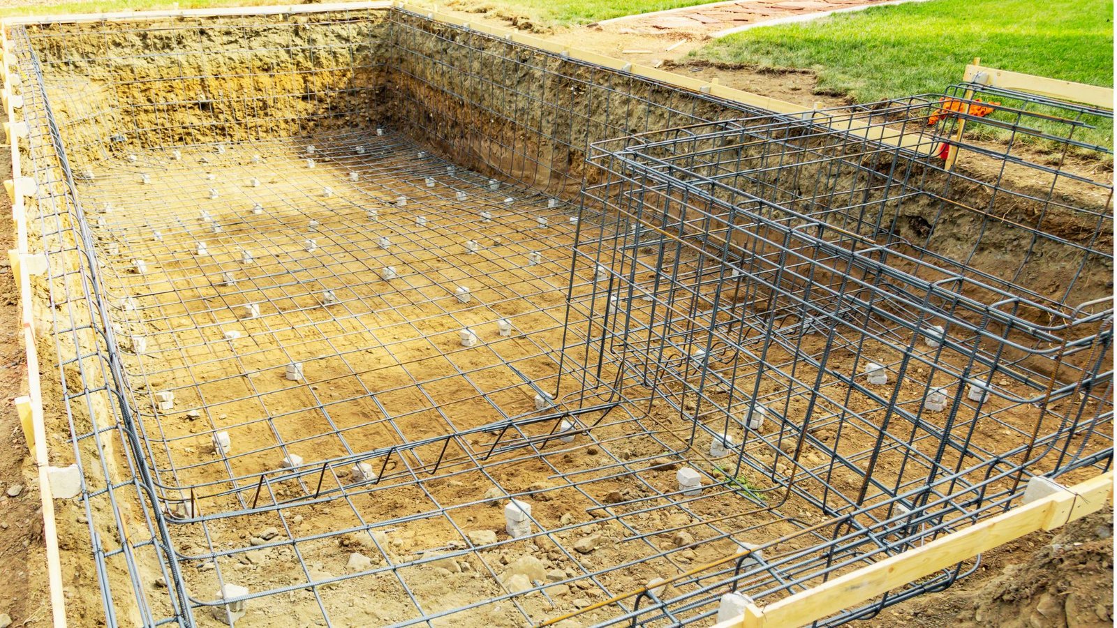 Excavation work for an inground swimming pool.