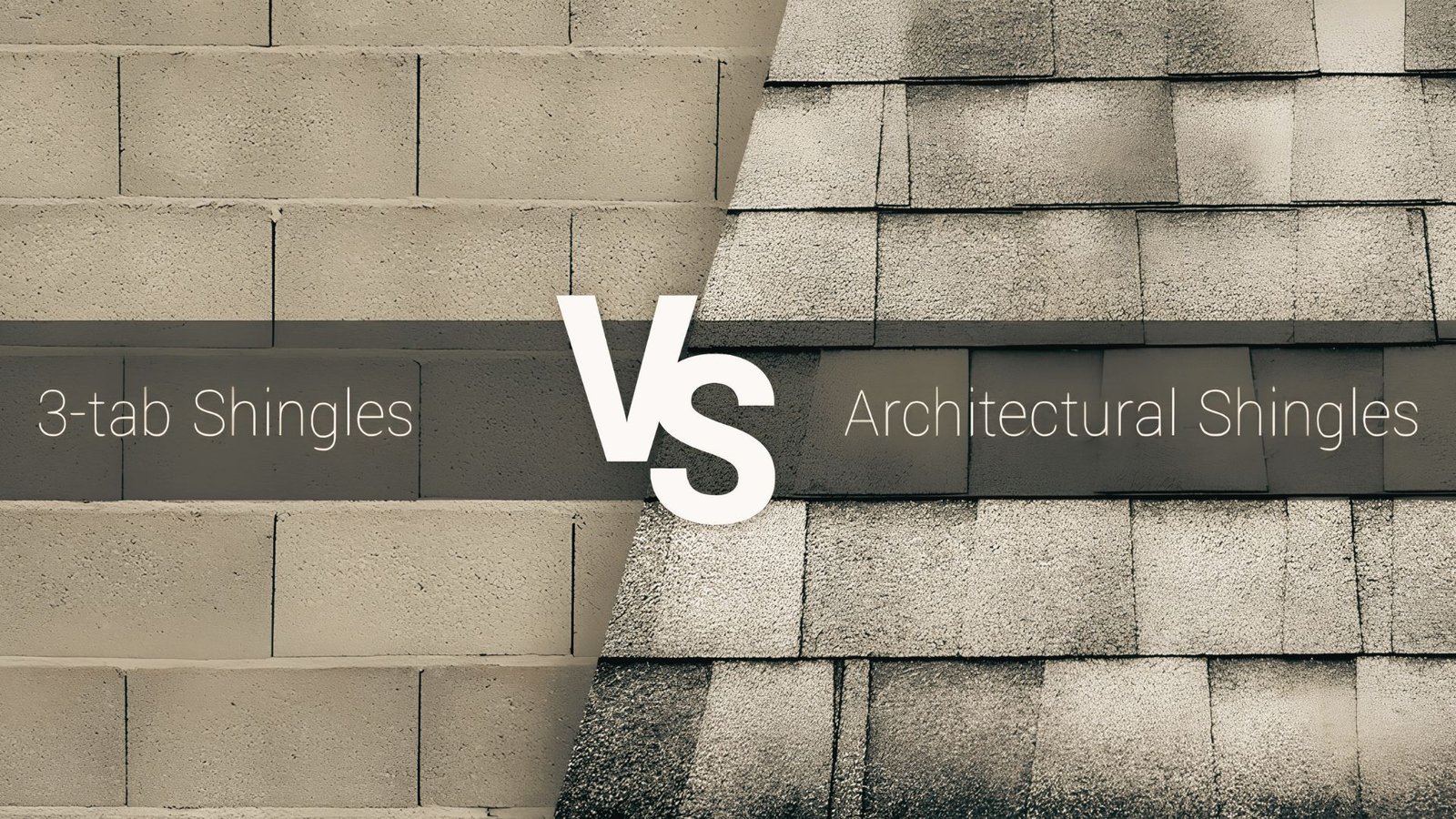 Close-up comparison showing the visual difference between 3-tab and architectural shingles.
