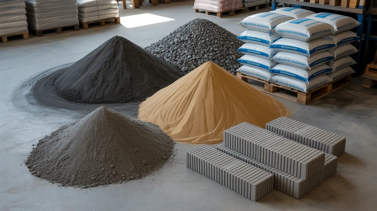 Materials used to make cinder blocks and concrete blocks 
